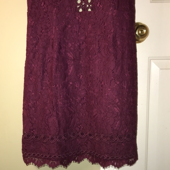 Saylor x Free People Cherie Lace Mock Neck Open Back Purple Mini Dress - Picture 5 of 13